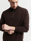 Mens Essential Cashmere 1/4 Zip Sweater - Cacao/Walnut