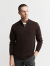 Mens Essential Cashmere 1/4 Zip Sweater - Cacao/Walnut