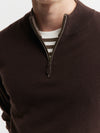 Mens Essential Cashmere 1/4 Zip Sweater - Cacao/Walnut