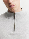 Mens Essential Cashmere 1/4 Zip Sweater - Grey Melange/Graphite