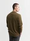 Mens Essential Cashmere 1/4 Zip Sweater - Moss/Cacao