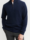 Mens Essential Cashmere 1/4 Zip Sweater - Navy/Black