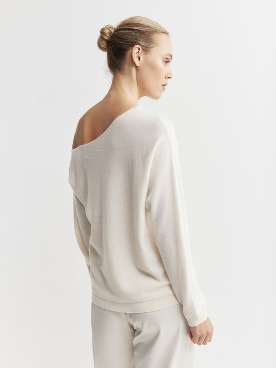 Cashmere Off Shoulder Sweater - Cream