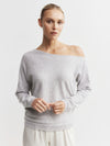 Cashmere Off Shoulder Sweater - Grey Melange