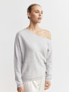 Cashmere Off Shoulder Sweater - Grey Melange