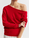 Cashmere Off Shoulder Sweater - Red