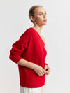 Cashmere Off Shoulder Sweater - Red