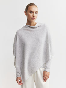  Cashmere Poncho - Grey Melange