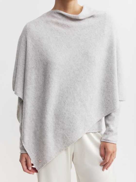 Cashmere Poncho - Grey Melange