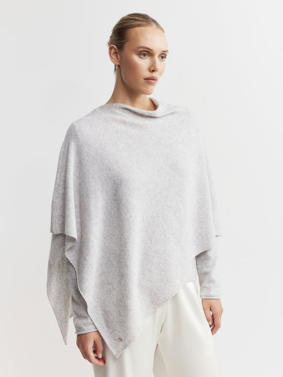 Cashmere Poncho - Grey Melange