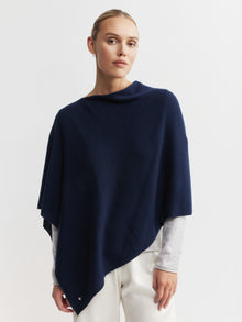  Cashmere Poncho - Navy