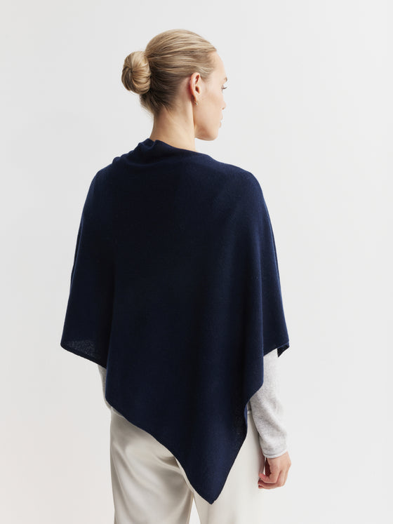 Cashmere Poncho - Navy