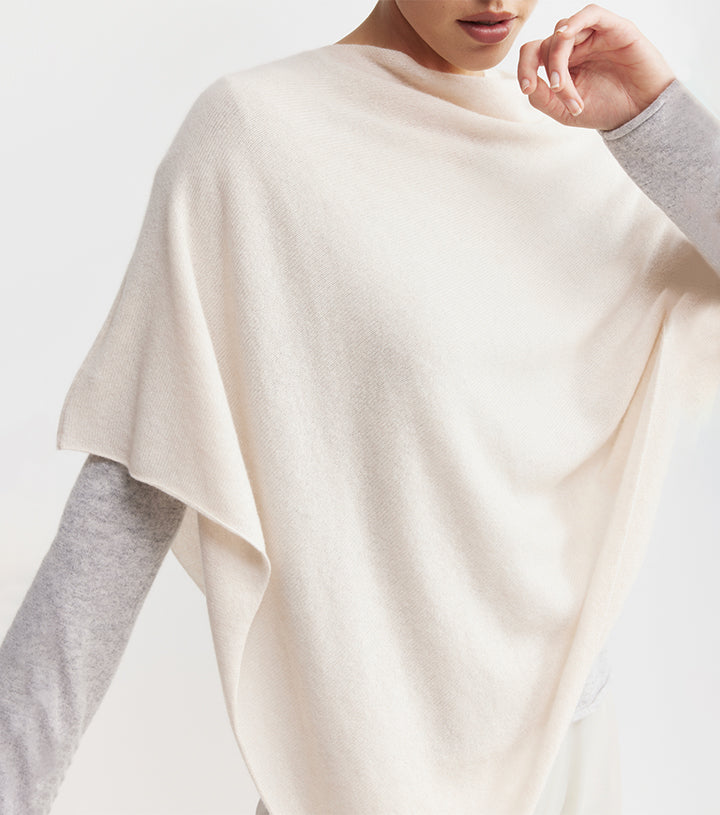 Cashmere Poncho - Soft Peach