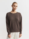 Essential Cashmere Relaxed Crew Sweater - Brown Melange