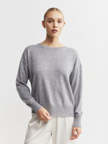  Essential Cashmere Relaxed Crewneck - Dark Grey Melange