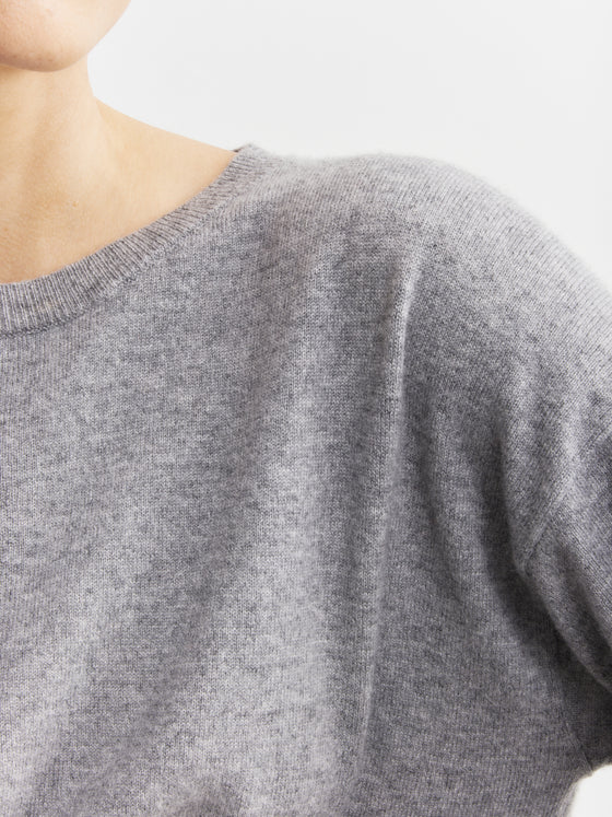 Essential Cashmere Relaxed Crewneck - Dark Grey Melange