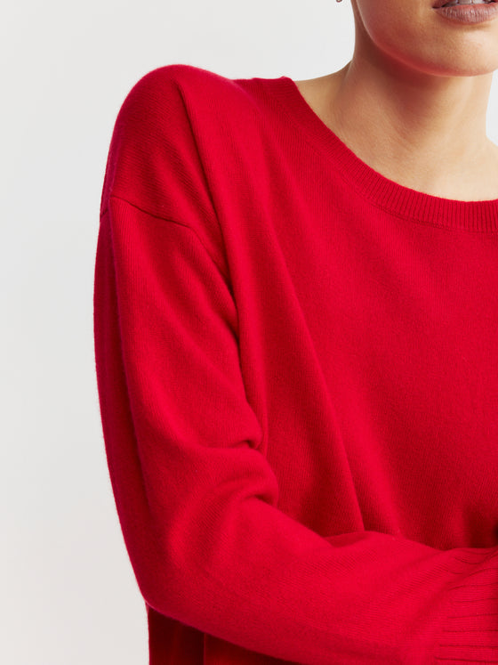 Essential Cashmere Relaxed Crewneck - Red