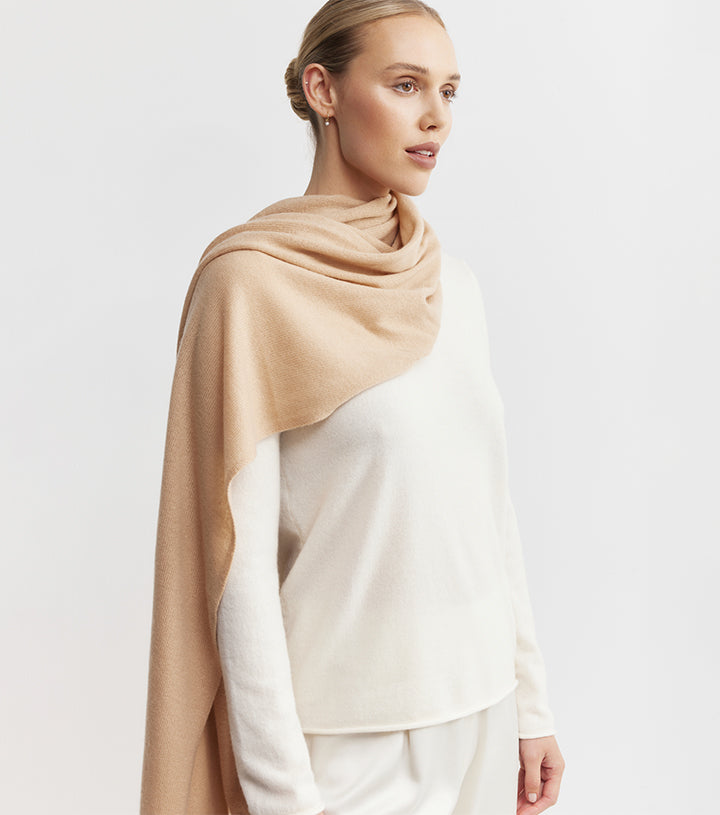 Cashmere Travel Wrap - Camel