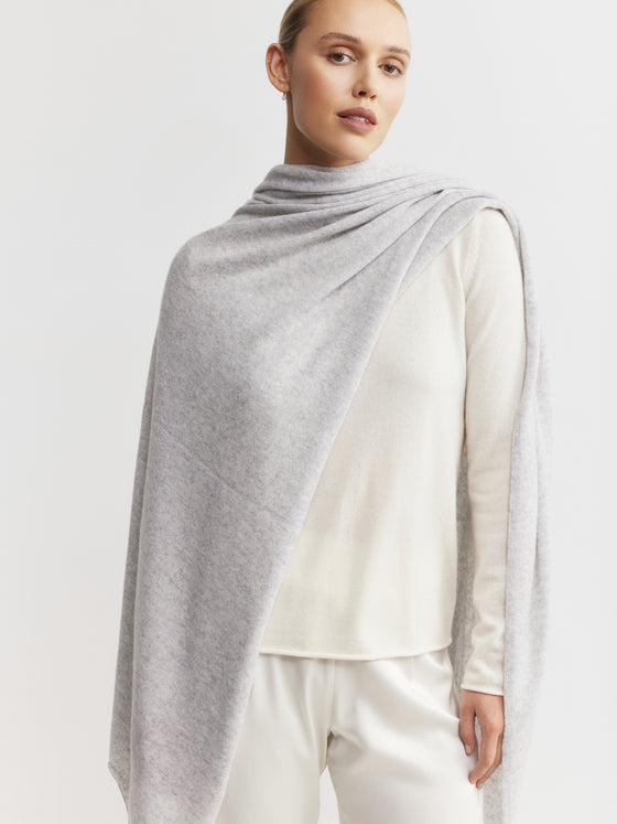 Cashmere Travel Wrap & Bag - Grey Melange