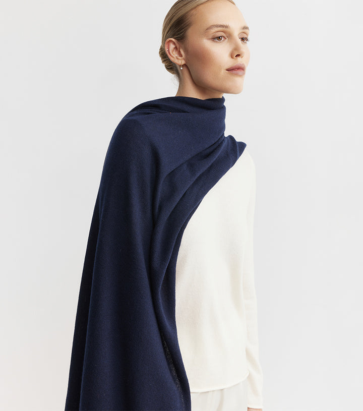 Cashmere Travel Wrap - Dark Navy