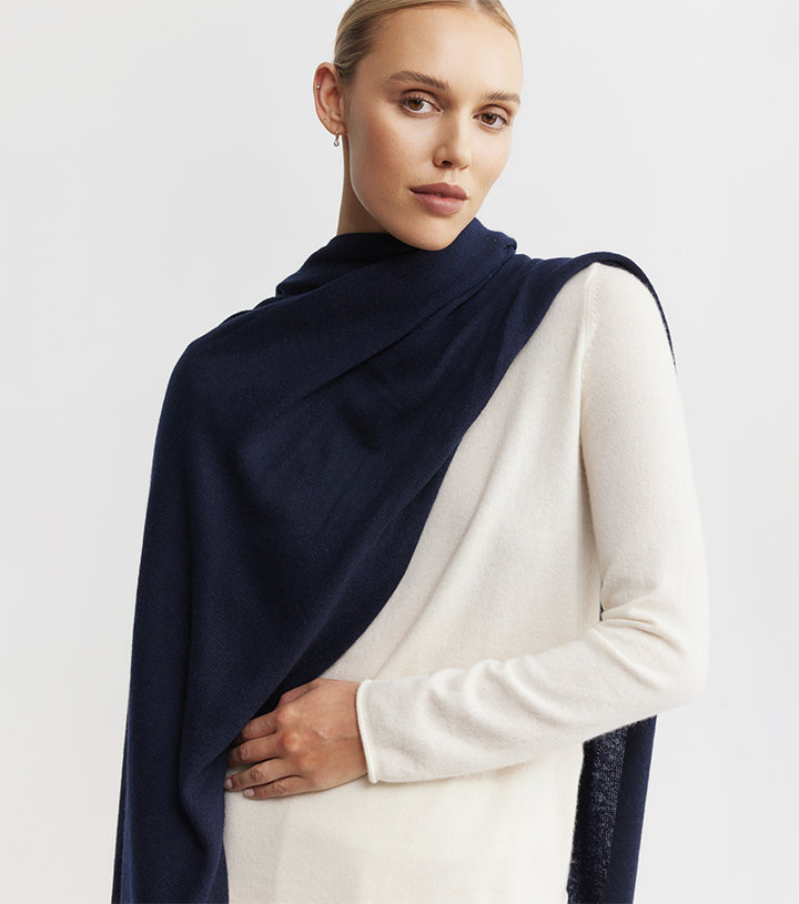 Cashmere Travel Wrap - Dark Navy