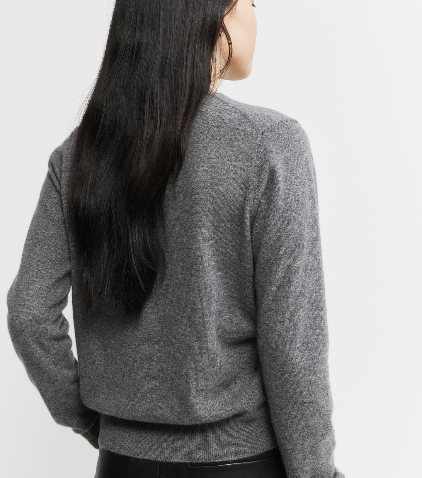 Essential Cashmere Crew Cardigan - Graphite
