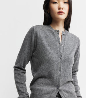 Essential Cashmere Crew Cardigan - Graphite