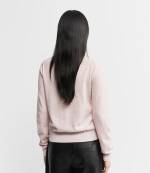 Essential Cashmere Crew Cardigan - Powder Pink