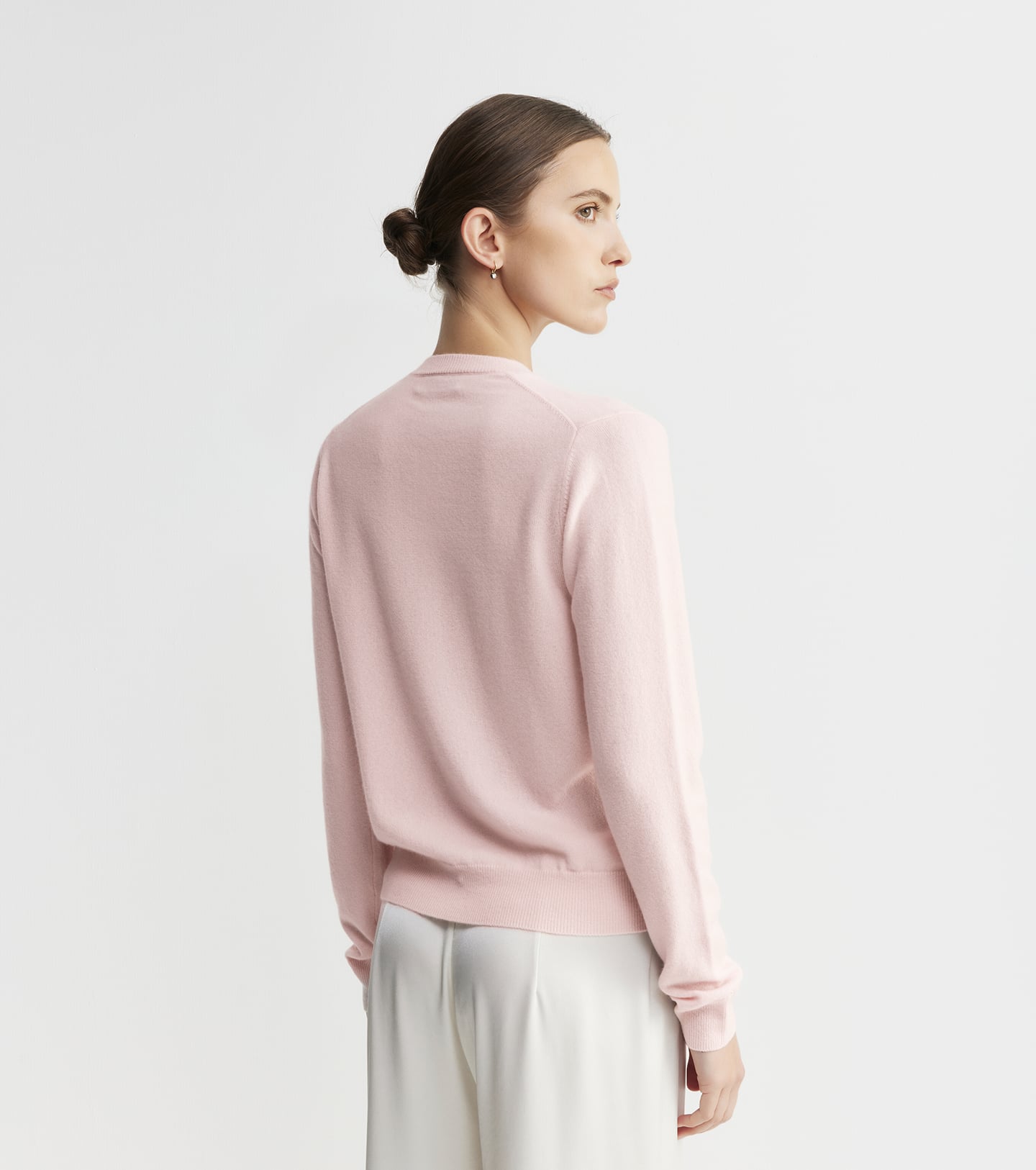 Essential Cashmere Crew Cardigan - Powder Pink