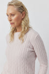 Essential Cashmere Cable Crew Sweater - Pale Pink