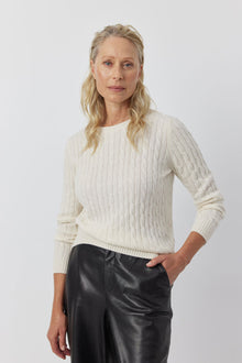  Essential Cashmere Cable Crew Sweater - Cream