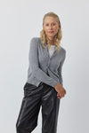 Essential Cashmere Crew Cardigan - Dark Grey Melange