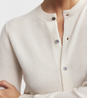 Essential Cashmere Crew Cardigan - Cream
