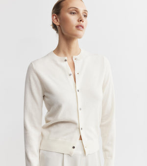 Essential Cashmere Crew Cardigan - Cream