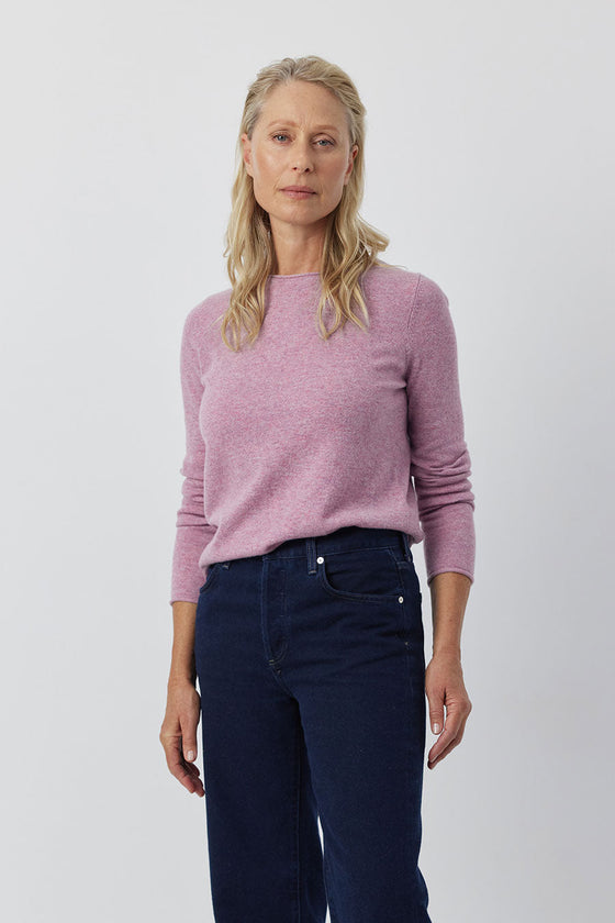 Essential Cashmere Crew Sweater - Lilac Melange