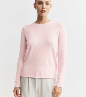 Essential Cashmere Crew Sweater - Powder Pink