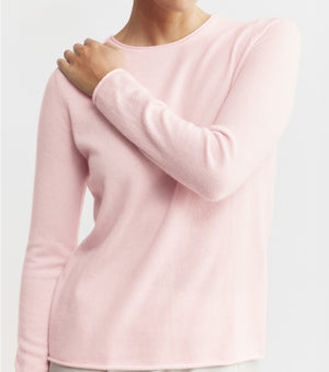 Essential Cashmere Crew Sweater - Powder Pink