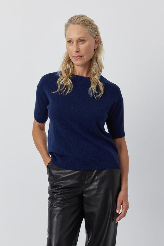 Essential Cashmere Crew Tee - French Navy