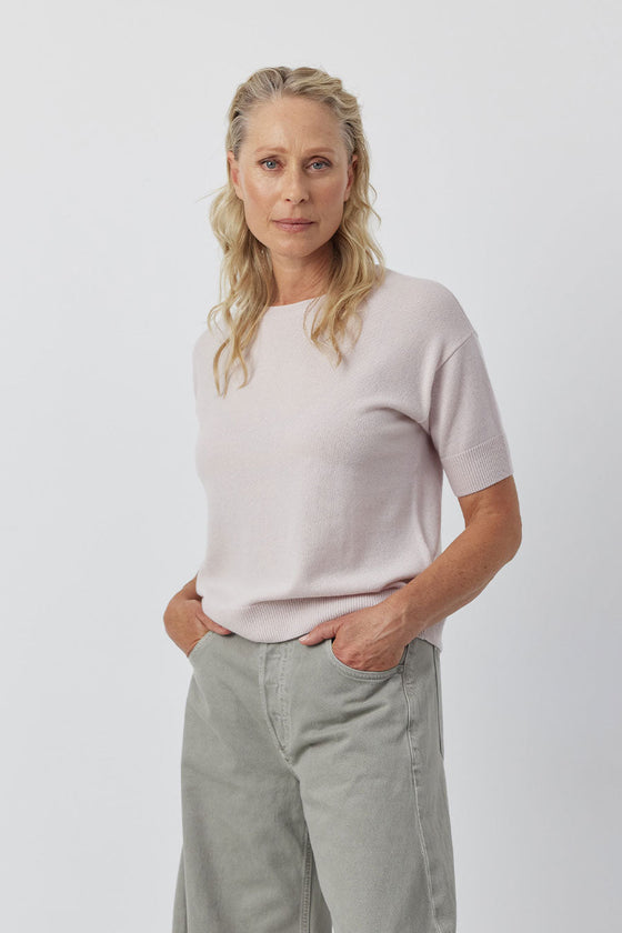 Essential Cashmere Crew Tee - Pale Pink