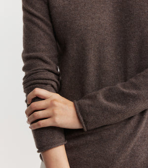 Essential Cashmere Crew Sweater - Brown Melange