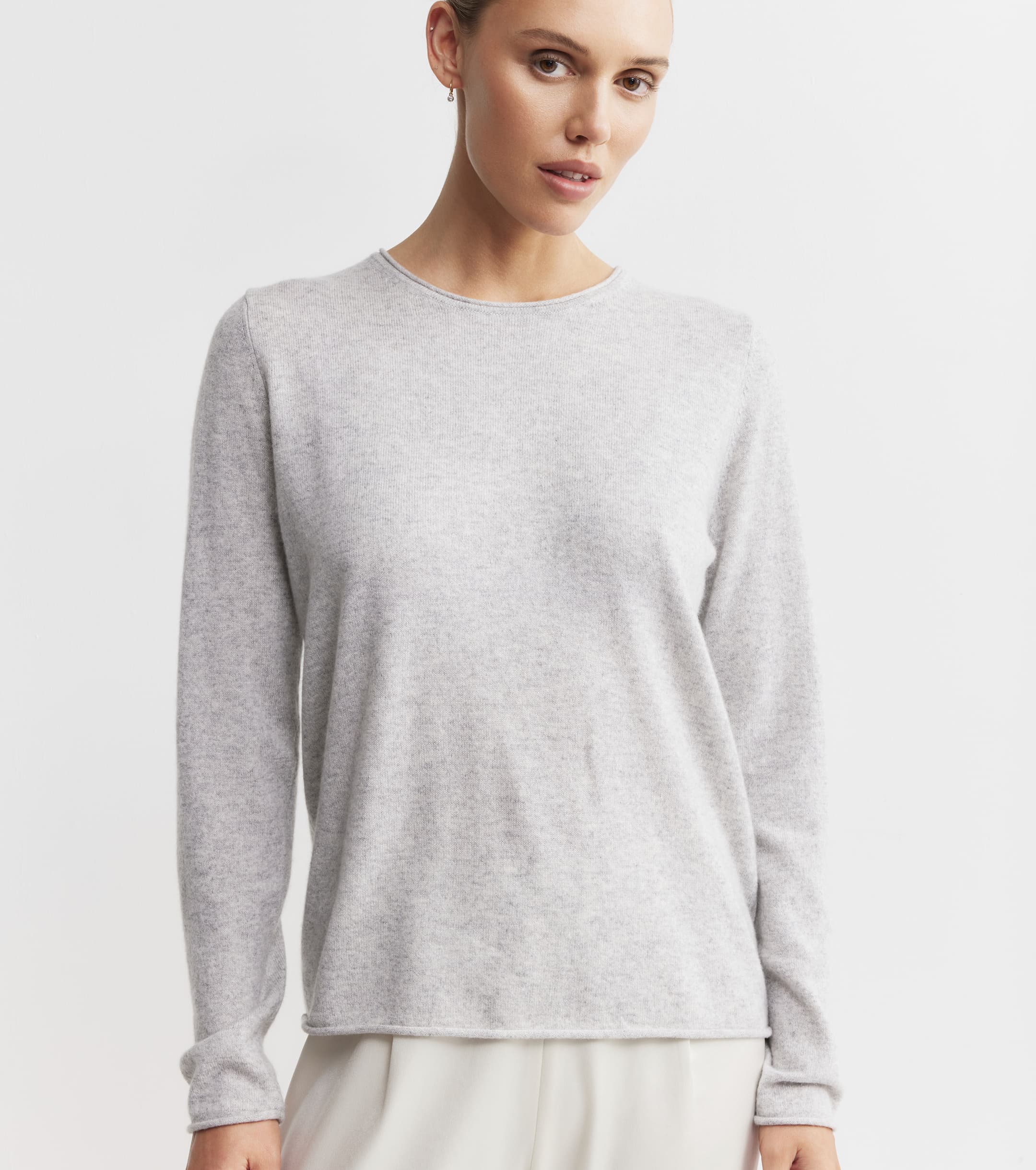 Essential Cashmere Crew Sweater - Grey Melange