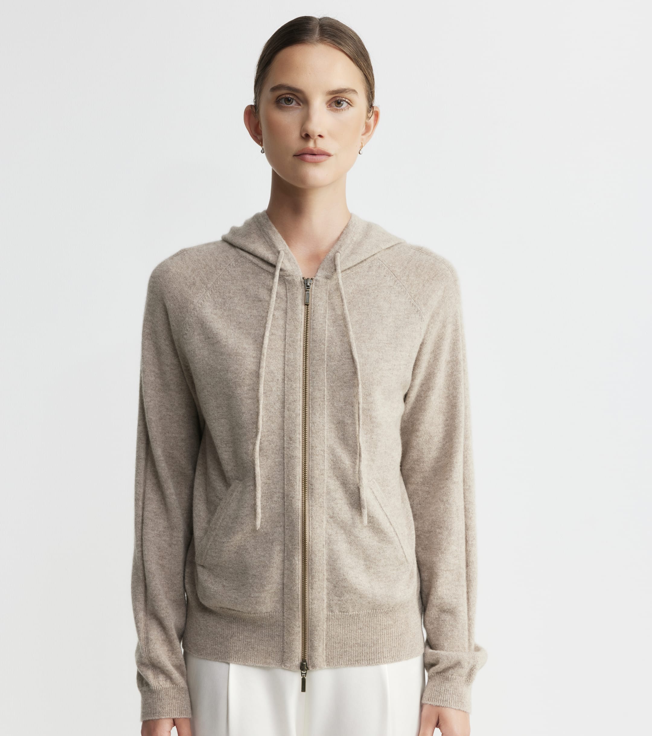 Essential Cashmere Zip Hoodie - Birch