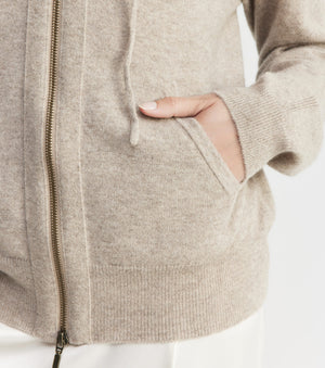Essential Cashmere Zip Hoodie - Birch