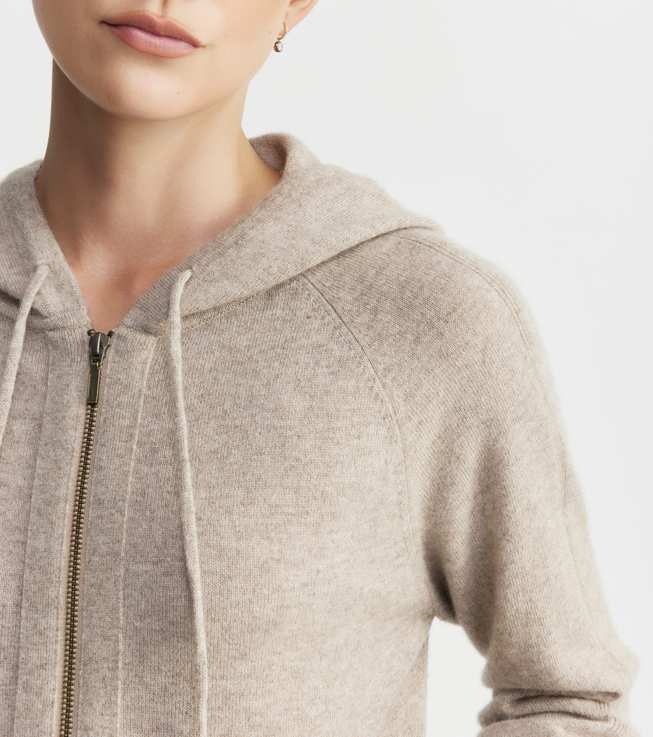 Essential Cashmere Zip Hoodie - Birch