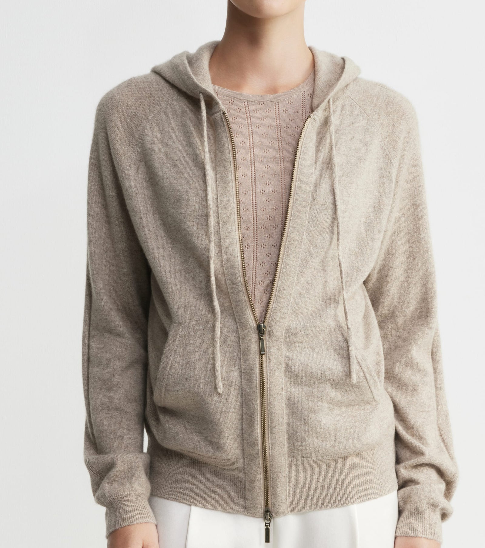 Essential Cashmere Zip Hoodie - Birch