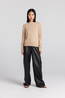  Essential Cashmere Rib Crew Sweater - Camel