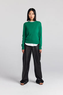  Essential Cashmere Rib Crew Sweater - Kelly Green