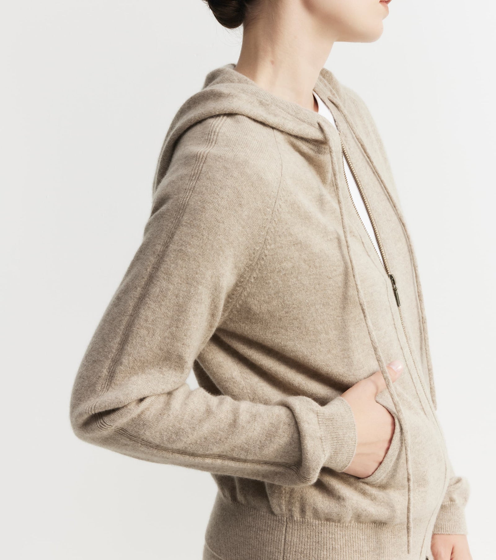 Essential Cashmere Zip Hoodie - Birch