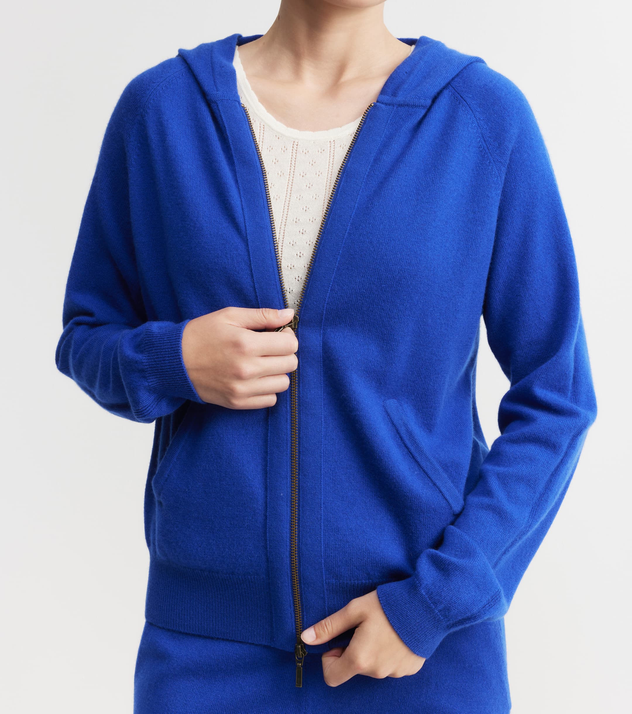 Essential Cashmere Zip Hoodie - Lapis
