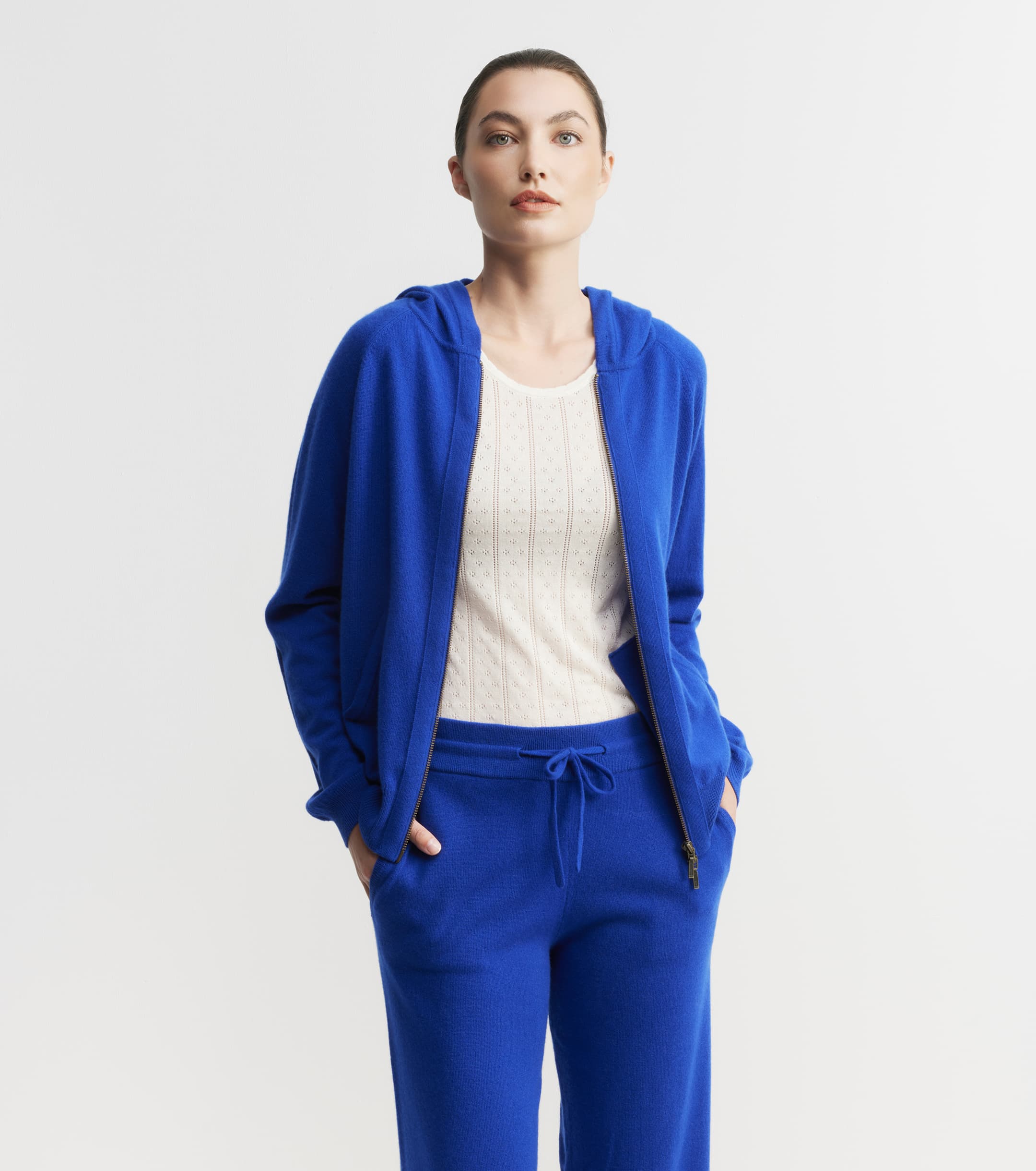 Essential Cashmere Zip Hoodie - Lapis